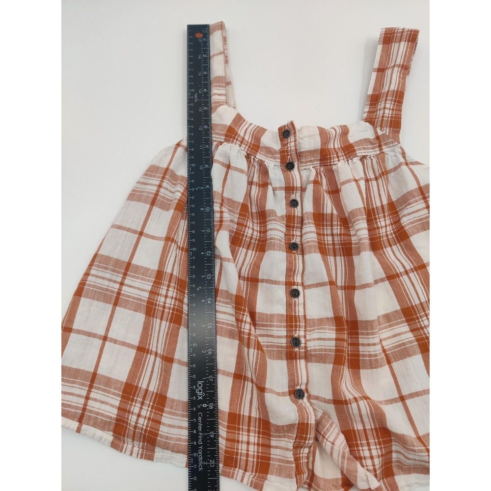Ana Tank Top Womens Size Medium Petite Plaid Button Front Gathered Neckline Boho - Picture 7 of 10